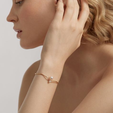 Modern Words Fine | RUIFIER Pearl Bangles Gold, خواتم خطوبة, Initial Bracelets, Delicate Gold Bracelet, Hand Jewelry Rings, Signs And Symbols, Modern Words, Gold Bracelet Simple, Gold Bangles For Women