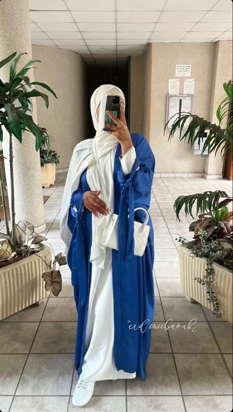 Blue Outfits Summer, Voile Outfit, Abaya Fashion Modern, Hijabi Ootd, Modesty Dress, Modest Outfits Muslim, Abaya Outfit, Hijab Abaya, Moroccan Clothing