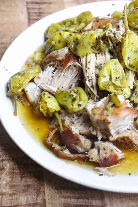 Pepperoncini Pork Roast (Crockpot and Instant Pot) - Season & Thyme Pork Roast Crockpot, Kolaczki Recipe, Barbara Harris, Greek Pork, Roast Crockpot, Crockpot Pork Roast, Fall Crockpot Recipes, Beef Meals, Pepperoncini Peppers