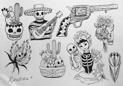 Dia De Los Muertos Tattoo Ideas, Small Mexican Tattoo, Mexico Inspired Tattoo, Tattoo Mexicana, Mexico Tattoo Ideas, Mexican Tattoo Ideas, Mexican Heritage Tattoos, Mexican Inspired Tattoos, La Muerte Tattoo