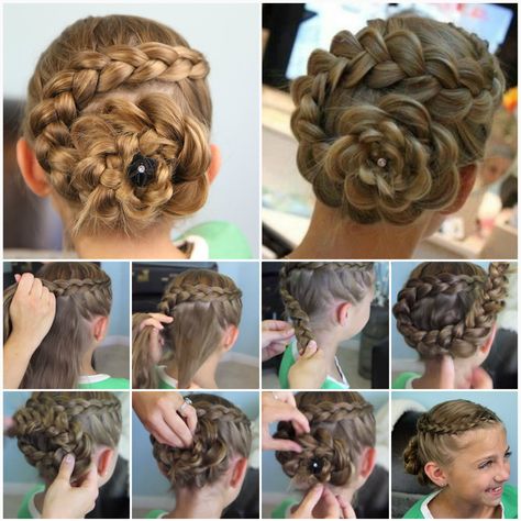 Wonderful DIY Cute Dutch Flower Braid Hairstyle | WonderfulDIY.com Dutch Flower Braid, Eid Hairstyles, Flower Braid, Flower Bun, Flower Braids, Braid Hairstyle, Lace Braid, Hair Tutorials Easy, Hair Styles 2017