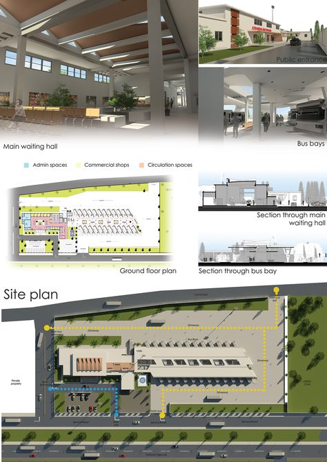 Jourandha Bus terminus on Behance Bus Station Design Concept, Bus Terminal Design Architecture, Terminal Design Architecture, Bus Station Design Architecture, Bus Parking Design Plan, Bus Terminal Design Concept, Bus Station Architecture, Bus Terminal Architecture, Bus Terminal Design