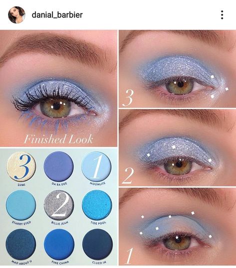 Moon Eyeshadow, Blue Eyeshadow Tutorial, Blue Eyeshadow Looks, Colourpop Eyeshadow, Eye Makeup Steps, Beautiful Eye Makeup, Simple Eye Makeup, Top Makeup Products, Mermaid Makeup