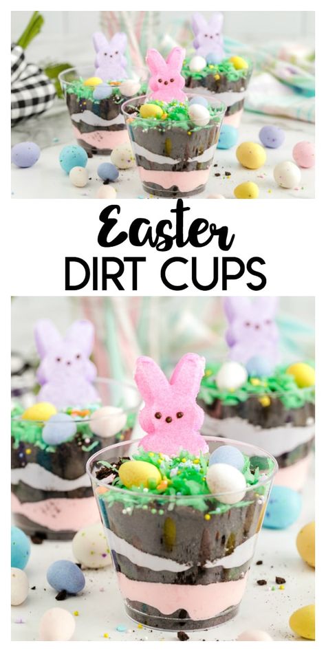 Dirt Cups Easter, Oreo Dirt Dessert, Dirt Dessert Recipe, Dirt Dessert, Easter Deserts, Oreo Dirt, Easter Party Food, Dirt Cups, Dessert Oreo