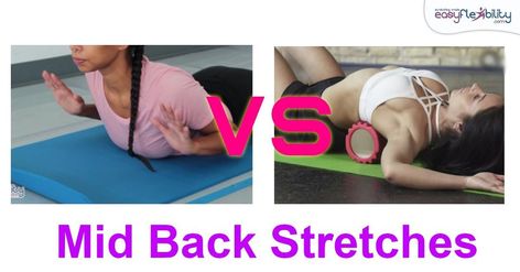 How to do mid back stretches and what are mid back stretches? If you want to get the most benefit out of stretching your middle back, you have to know what your goal is of working on your middle back. Do you have middle back pain that you want to alleviate? Do you have a bad posture that you want to improve by working on your middle back? Is your spine curved too much? Or perhaps you just want to work on your flexibility and thus you want to develop a flexible middle back... Mid Back Stretches, Ballet Flexibility, Standing Split, Middle Back Pain, Bad Posture, Back Stretches, A Bad, Back Pain, Stretching