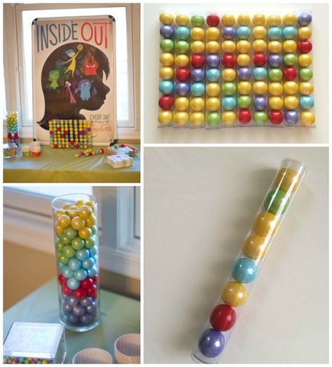 Inside Out Emotions Party - My Insanity. Memory Gumball Party Favors. Inside Out Kids Activities, Inside Out Memories Ball, Diy Inside Out Memory Orbs, Inside Out Table Decorations, Inside Out Islands Of Personality Ideas, Inside Out Core Memory Balls, Inside Out Baby Shower Ideas, Inside Out Decoration Ideas, Inside Out Room Decor