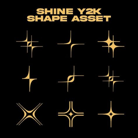 Shine Logo Design, Logo Design Star, Star Graphic Design, Shine Text, Shine Logo, Pattern Y2k, Star Vector, Dance Logo, Y2k Pattern