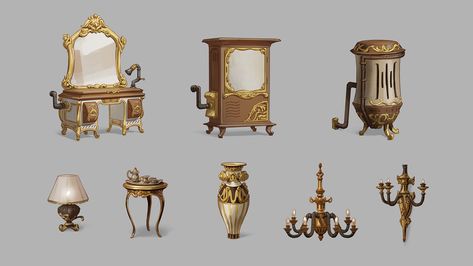 ArtStation - steampunk baroque concept - props, Brian Yuen Steampunk Gadgets Concept Art, Background Inspiration, Steampunk Gadgets, Props Concept, Prop Design, Personal Project, Concept Design, Concept Art, Art Deco