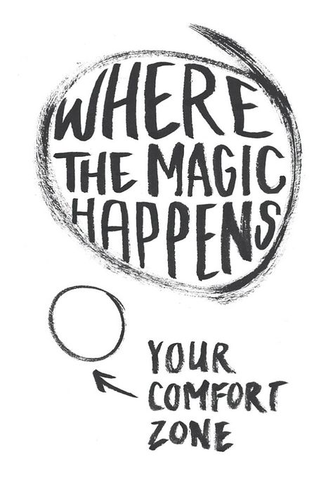 Where the magic happens, out of your comfort zone! Inspiring quotes :) Comfort Zone Quotes, Classroom Boards, Note To Self, Comfort Zone, Daily Inspiration, Happy Places, Cool Words, The Magic, Need To Know