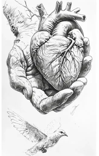 ↑↑↑ Larger size on website 🔸 The image is a pencil drawing of a hand holding a human heart. The heart is detailed with veins and  🔸 From Midjourney AI Image Holding Heart Drawing, Drawing Of A Hand, Human Heart Drawing, Sustainable Alternatives, A Human Heart, Hands Holding Heart, Makeup Travel Bag, Leather Cosmetic Bag, Makeup Storage Bag