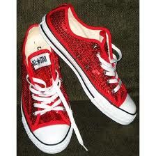 red glitter converse-There's No Place Like Home! Coverse Shoes, Red Sequin Shoes, Sparkle Converse, Sequin Converse, Sparkly Converse, Wedding Decisions, Modest Attire, Ruby Red Slippers, Wedding Renewal