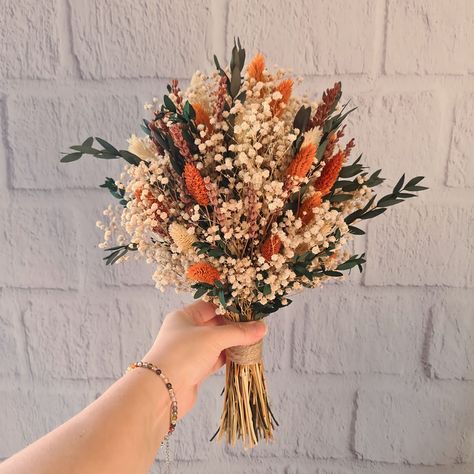 Orange Dried Flower Wedding Bouquet,rustic Bouquet Arrangement,wildflowers Bouquet,wedding Bridal Set,fall Winter Bridal Bouquet - Etsy Fake Flower Bouquet Wedding Fall, Autumnal Flower Bouquet, Wedding Bouquets Fall Rustic, Fall Small Bouquet, Autumn Wedding Bouquet Rustic, Fall Themed Wedding Bouquets, Vintage Wedding Bouquet Gatsby, Dry Bouquet Wedding, Rustic Fall Bouquet