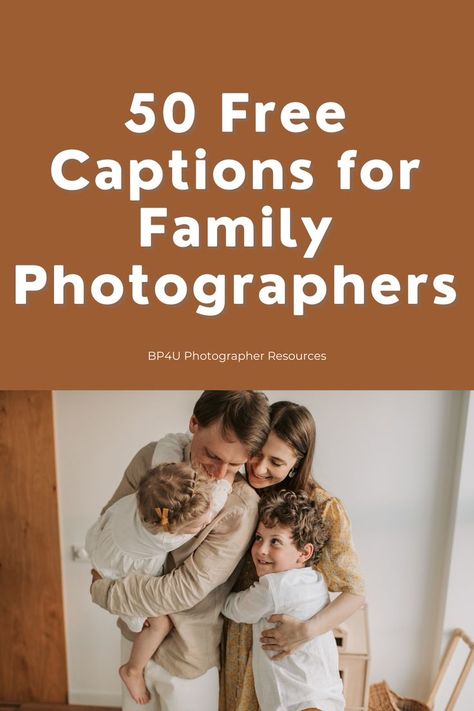 Do you need some help coming up with captions for your family photos? Well, look no further! In this blog post, we will provide 50 captions that you can use for your next photo session. Captions can be a great way to add humor or personality to your photos. They can also help to tell the story of the photo. So, without further ado, here are our 50 favorite captions for family photographers! family photography, children photography, photography social media Ig Captions For Family Photo, Cute Family Instagram Captions, Captions For Family Photos, Caption For Picture With Parents, Captions For Instagram Family Photos, Family Photography Quotes, Portrait Photography Captions, Photography Social Media, Family Pic Quotes For Instagram