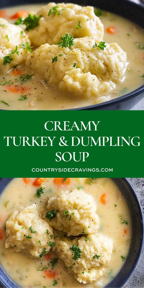 Turkey Dumpling Soup, Leftover Thanksgiving Turkey Recipes, Creamy Turkey Soup, Turkey And Dumplings, Leftover Turkey Soup, Turkey Soup Recipe, Dumpling Soup, Dumplings For Soup, Leftover Turkey Recipes