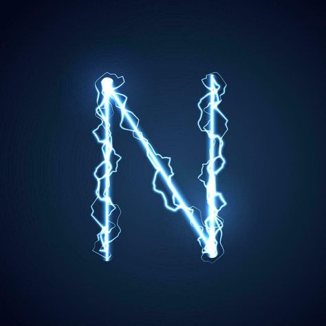 Blue lightning style letter or alphabet N. lightning and thunder bolt or electric font, glow and sparkle effect on blue background. vector design. Electric Font, Lightning Letters, Lightning And Thunder, Alphabet N, Thunder Bolt, Lightning Bolt Design, Blue Lightning, Lightning Bolt, Blue Background