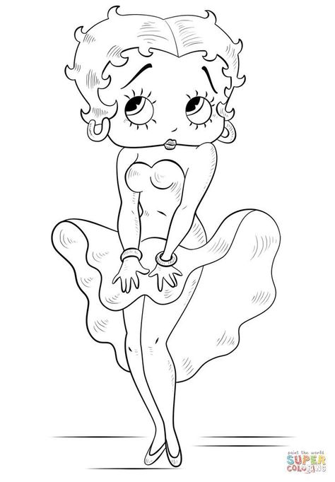 Draw Betty Boop, Betty Boop Tattoos, Betty Boop Art, Betty Boop Cartoon, Drawing Tutorials For Kids, Betty Boop Pictures, Drawing Cartoon Characters, Cartoon Coloring Pages, Step Drawing