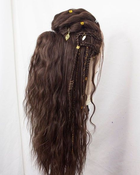 Viking Wig, Ombre Dark Roots, Moon Elf, Ombre Dark, Front Braids, Viking Hair, Fantasy Hair, Braided Wig, Custom Wigs