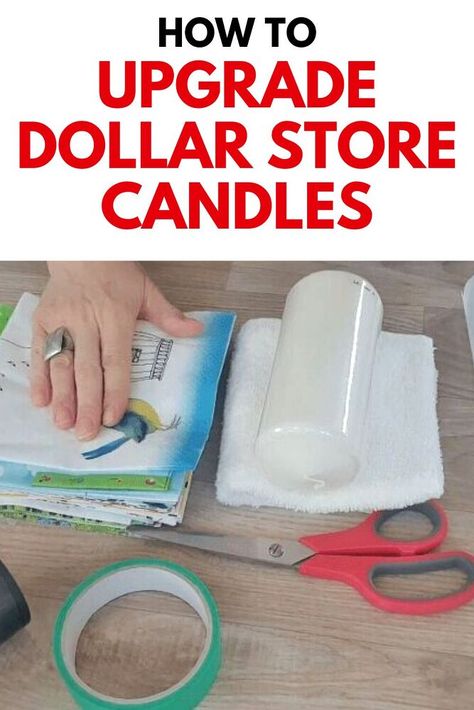 Candle Transfer Wax Paper, Napkin Covered Candles, Candle Napkin Transfer, Decorating Candles Ideas Diy Projects, Paper Napkin Crafts Ideas, Napkins On Candles, Napkin Candle Decoupage, Decoupage Candles Paper Napkins, Napkin Candles