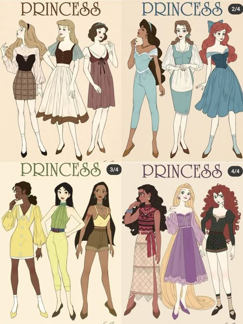 Princess Modern Aesthetic, Disney Princess Fan Art Modern, Disney Princess Modern Outfits, Modern Princess Aesthetic Outfit, Disney Princess Fanart, Modern Princess Aesthetic, Modern Disney Princess, Princess Artwork, Modern Disney Characters