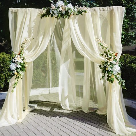 PRICES MAY VARY. Chiffon Sheer Fabric Curtains 🌻Chiffon Wedding Arch Curtain: Sheer arch drapes are good choice for your wedding decor. Romantic arch fabric will help to create beautiful folds or leave it flowing loose onto the floor, adding a very delicate, soft ​touch. Best wedding decoration gift. 🌻Premium Wedding Arch Fabric: This wedding backdrop decoration is made of chiffon material, light, soft and wrinkle-free. All the edges are sewn beautifully. Easy to hang or hang vertically, with Wedding Arbor Drapery, Wedding Backdrop With Names, Wedding Venues Decor, Wedding Arch Fabric Draping Diy, Fall Wedding Backdrops, Draped Wedding Arch, Vintage Wedding Arch, Wildflower Wedding Arch, Drapery For Wedding