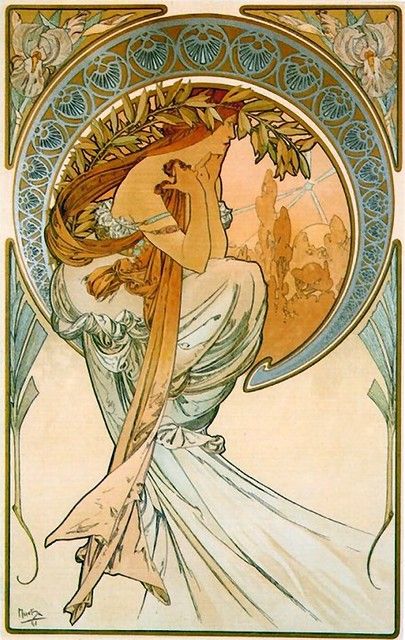 Alfons Maria Mucha, Art Nouveau Mucha, Poetry Posters, Illustration Art Nouveau, Alphonse Mucha Art, Monet Poster, Mucha Art, Alfons Mucha, Art Nouveau Illustration