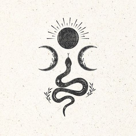 AR DESIGN SHOP no Instagram: “The Sanskrit word for snake is naga and is associated with the element of water. Picking up water's symbolism of emotion, love and motion…” Cycle Tattoo, Lil Tattoos, Witchcraft Tattoos, Random Tattoos, Ar Design, Pagan Tattoo, Snake Tattoo Design, Witch Tattoo, Goddess Tattoo