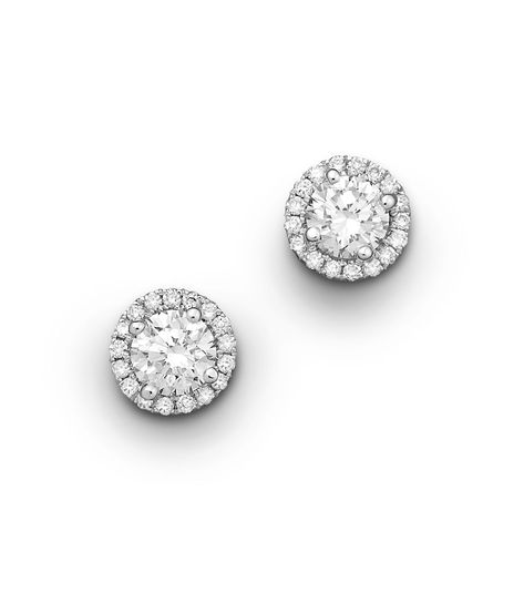 Halo Diamond Stud Earrings in 14K White Gold, .30 ct. t.w. - 100% Exclusive White Gold Studs, Hammered Hoop Earrings, Gold Jewelry Sets, Luxury Earrings, Yellow Gold Jewelry, Exclusive Jewelry, Diamond Stud Earrings, Sterling Silver Hoop Earrings, Tennis Bracelet Diamond