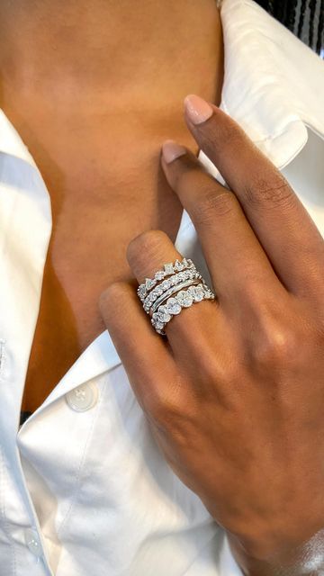 Stackable Diamond Rings Eternity Bands, Stacked Eternity Bands Engagement, Eternity Ring Diamond Stack Round, Two Eternity Bands Stacked, Wide Eternity Band, Diamond Band Stacked Rings, Oval Eternity Band Stacked, Ring Stack Diamond, 10 Ct Diamond Ring