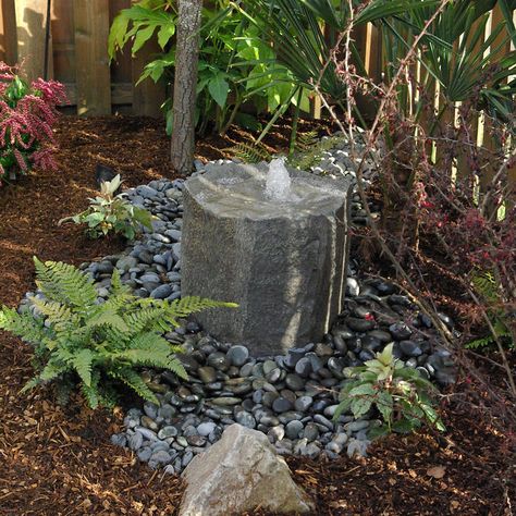 LiquidArt Fountains Klamath Basin Birdbath-style Bubbler Carolina Farmhouse, Stone Water Features, Taman Air, Rock Fountain, Garden Water Fountains, Pinterest Garden, Asian Landscape, Rock Garden Design, Solar Fountain