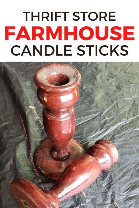 Love fixer upper but decorating on a budget? check out these DIY thrift store candlesticks for your living room mantel or entryway decor. These easy wooden chalk paint candlesticks makeover would make Joanna Gaines proud. #hometalk Farmhouse Candlestick Decor, Paint Candlesticks, Candlesticks Decor, Candlestick Makeover, Table Leg Candle Holder, Pipe Candle Holder, Farmhouse Candlesticks, Diy Plate Rack, Aging Terra Cotta Pots