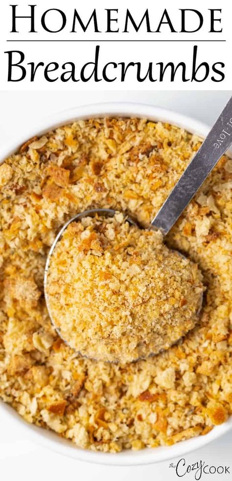 Learn how to make EASY homemade breadcrumbs! Store up to 3 months in the freezer and use for homemade meatballs, meatloaf, chicken, stuffing, casserole toppings, and more! #homemadebreadcrumbrecipe #easyrecipe #bread #breading #frying #panko Meatloaf Chicken, Meatballs Meatloaf, Homemade Breadcrumbs, Homemade Bread Crumbs, Oregano Recipes, Bread Crumbs Recipe, Chicken Stuffing Casserole, Cozy Cook, Chicken Stuffing