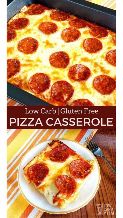 A delicious keto low carb pizza casserole that will be enjoyed by all. And, the easy to make gluten free crust is made with every day ingredients. Gluten Free Pizza Casserole, Pizza Casserole Low Carb, Low Carb Pizza Casserole, Quick Low Carb Meals, Healthy Low Carb Dinner, Pizza Video, Keto Pizza Crust, Eating Diet Plan, Easy Low Carb Meals