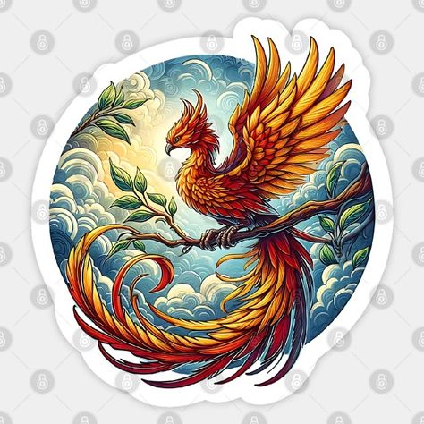 Magical phoenix - Phoenix - Sticker | TeePublic Phoenix Sticker, Tatting, Phoenix, Pins, Quick Saves