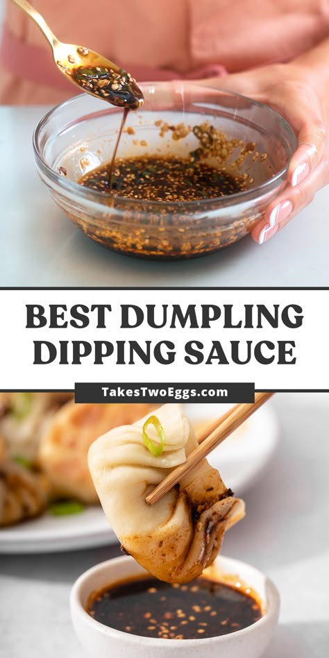 Dumplings Recipe Chinese, Dumpling Dipping Sauce, Dumpling Sauce, Easy Dumplings, Asian Dipping Sauce, Best Dumplings, Pork Sauce, Homemade Chinese Food, Pork Dumpling