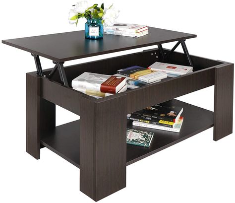 Amazon.com: SUPER DEAL Lift Top Coffee Table w/Hidden Compartment and Storage Shelves Pop-Up Storage Cocktail Table: Kitchen & Dining Coffee Table Hidden Storage, Cabinet Compartment, Tatami Bedroom, Lift Up Coffee Table, Coffee Table With Hidden Storage, Convertible Coffee Table, Lift Coffee Table, Metal Sofa, Lift Top Coffee Table