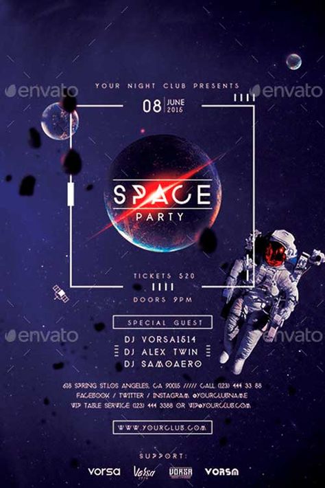 Download the Space Party Flyer Template | Electro Flyer | FFFLYER Galaxy Poster Design, Hipster House, Space Poster Design, Space Template, Free Psd Flyer Templates, Free Psd Flyer, Party Flyer Template, Party Tickets, Galaxy Theme