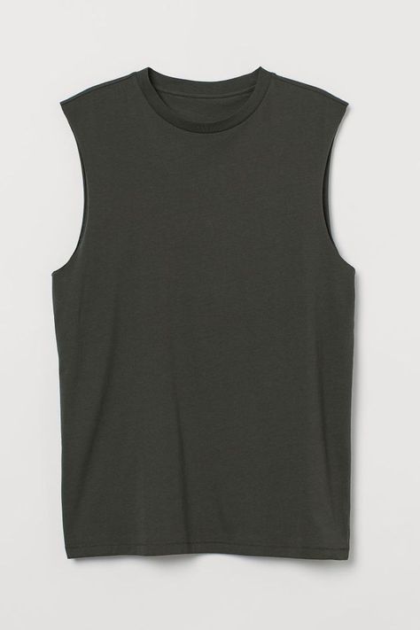 H&M Tank Top Simple Summer Style, Summer Basics, Tank Top Outfits, Gym Tank Tops, Cool Outfits For Men, Pinterest Outfits, Dark Khaki, Green Man, Vest Top