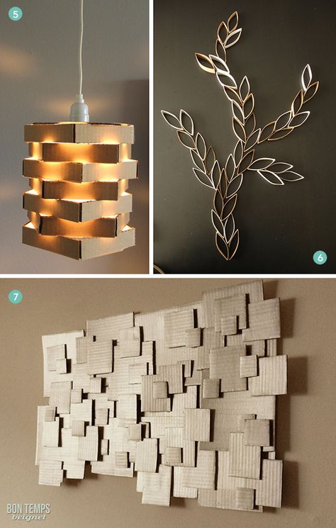 DIY Ideas: 10 Clever Ways to Use Cardboard in Your Decor » Curbly | DIY Design Community Cardboard Decor, Diy Karton, Diy Lampe, Diy Wand, Hemma Diy, Seni Origami, Cardboard Art, Cardboard Furniture, Diy Cardboard