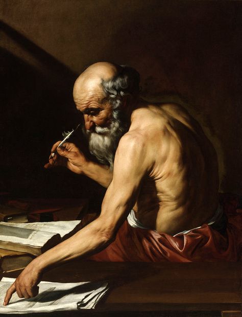 Saint Jerome, Spanish Baroque, Caravaggio Paintings, Baroque Painting, St Jerome, Rennaissance Art, Baroque Art, Arte Obscura, Classic Paintings