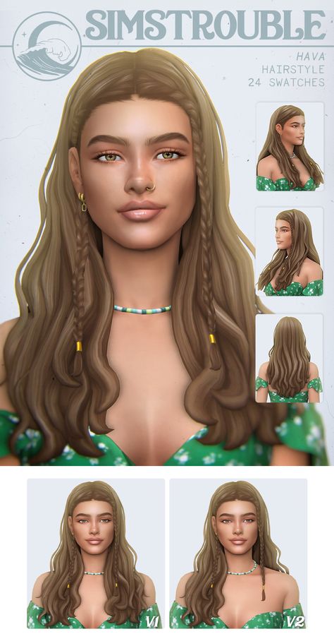 Sims Trouble Cc Hair, Sims 4 Cottagecore Cc Hair, Sims Avatar Cc, Sims 4 Cc Boho Hair, Sims Trouble Hair, Sims 4 Mermaid Hair, Sims Long Hair Cc, Outer Banks Sims 4 Cc, Sims 4 Cc Female Hair Maxis Match