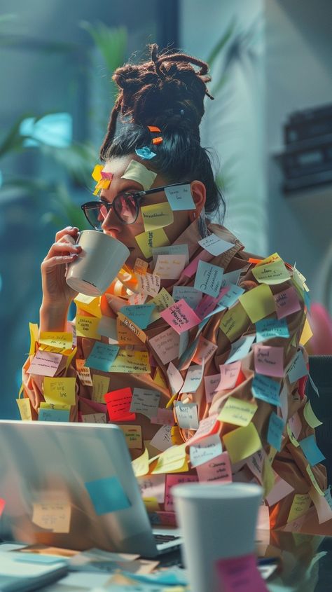 Image Working On Laptop, Woman In Suit, Modern Office Space, Sales Image, Post It Notes, Learning Resources, Sticky Notes, Art Direction, To Do List