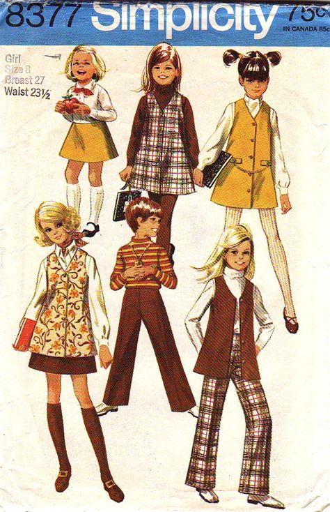 Skirt And Pants, Vest Skirt, Childrens Sewing Patterns, Girls Jumpers, Sewing Patterns Girls, Retro Mode, Vintage Mode, Simplicity Sewing, Couture Vintage