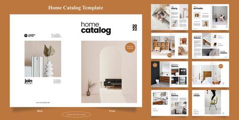 16 pages of home catalog brochure Premiu... | Premium Vector #Freepik #vector #brochure #business #house #magazine House Magazine Layout, Catalog Design Inspiration, Business House, Catalog Design Layout, Furniture Magazine, House Magazine, Magazine Design Cover, Annual Report Template, Catalogue Layout