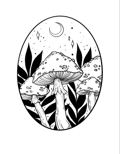 Mushroom tattoo art lineart flash magic Geometric Mushroom, Sakura Illustration, Mushroom Scene, Rip Tattoos For Mom, Fungi Illustration, Mushroom Nature, Simple Art Designs, Mushroom Magic, Magical Mushroom