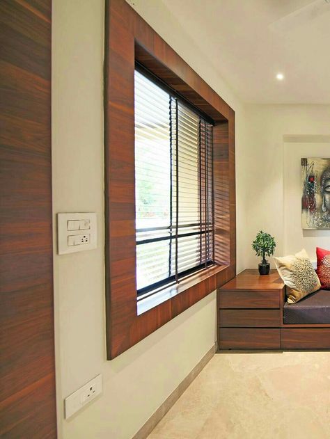 Window Border Design Interior, Windows Design Modern Indian, Indian Windows Ideas, Indian Window Design Living Rooms, Wooden Window Frames Interior Design, Latest Window Grill Design Indian, Khidki Design New, Window Marble Frame Design, Granite Window Frame Design