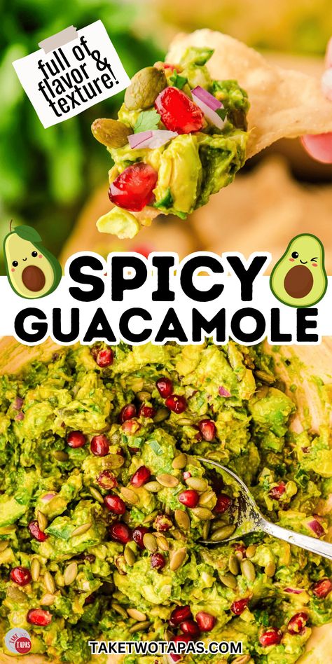 Homemade Spicy Guacamole Recipe Spicy Guacamole Recipe, Spicy Guacamole, Side Dish Recipes Easy, Amazing Appetizers, Tailgate Food, Guacamole Recipe, Party Food And Drinks, Game Food, Party Foods