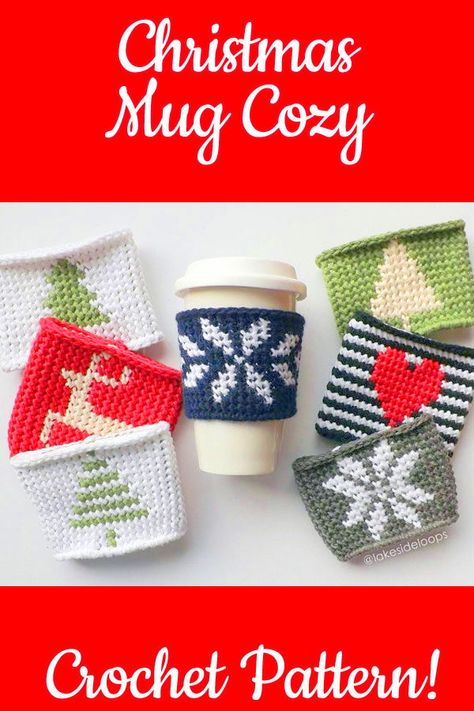 christmas mug cozy Crochet pattern, crochet christmas mug cozy, christmas crochet pattern, funny crochet christmas #crochetchristmas #crochetpattern #handmade Crochet Winter Cup Cozy, Selling Crochet Items, Coffee Sleeve Pattern, Coffee Cozy Pattern, Coffee Crochet, Cup Cozy Pattern, Crochet Mug Cozy, Coffee Cozies, Crochet Coffee Cozy