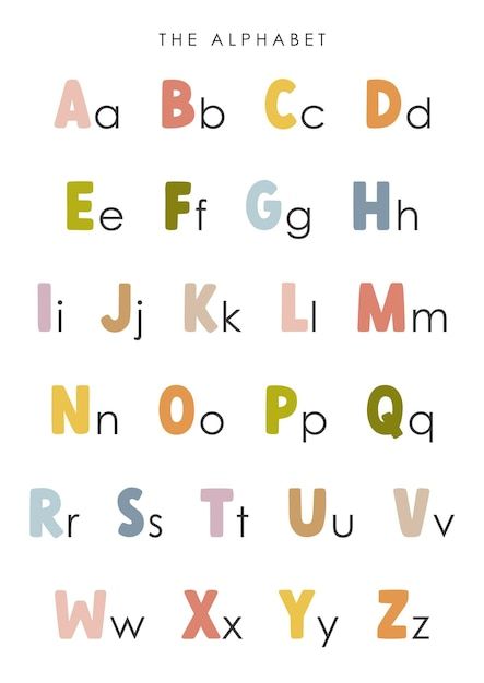 Alphabet illustration educational materi... | Premium Vector #Freepik #vector #lettering-alphabet #alphabet-letter #alphabet-design #alphabet Abc Printables Free Aesthetic, Toddler Educational Posters, Toddler Learning Posters, Abc Poster Printable Free, Kids Educational Posters, Alphabets Worksheet For Kids, Kids Education Preschool, Alphabet Posters For Classroom, Kindergarten Illustration