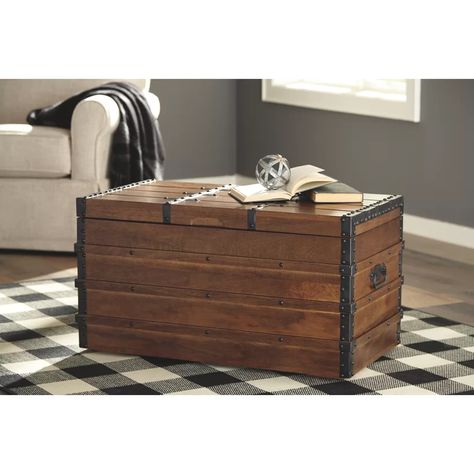 Williston Forge Sosebee Storage Trunk & Reviews | Wayfair Cool Coffee Table, French Country Dining Room, Wooden Trunks, Rustic French Country, Cool Coffee, Country Dining Rooms, French Country Dining, Coffee Table Trunk, Storage Trunks