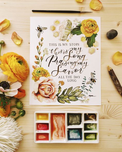 Modern Calligraphy & Watercolor Art... — Art & Faith Creative Villa Serbelloni, Ruth Chou Simons, Paint Room, Bellagio Italy, Calligraphy Watercolor, Creative Retreat, Greeting Card Art, Watercolor Calligraphy, Hand Lettering Inspiration